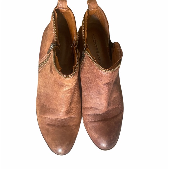 Women’s Lucky Brand Brown Leather Boots Booties Size 9 - Picture 2 of 5